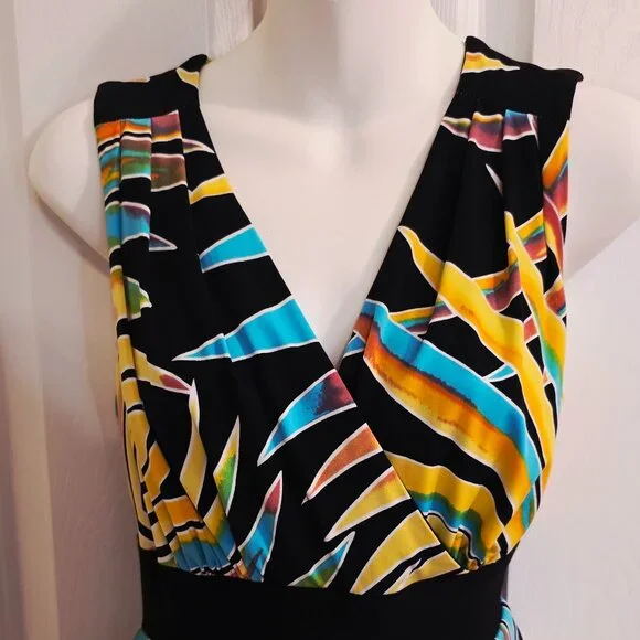 Frank Lyman Design V-Neck Cocktail Dress Size 8 Multicolor Ruffle - Picture 3 of 6